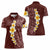 Oxblood Tropical Plumeria With Galaxy Polynesian Art Women Polo Shirt