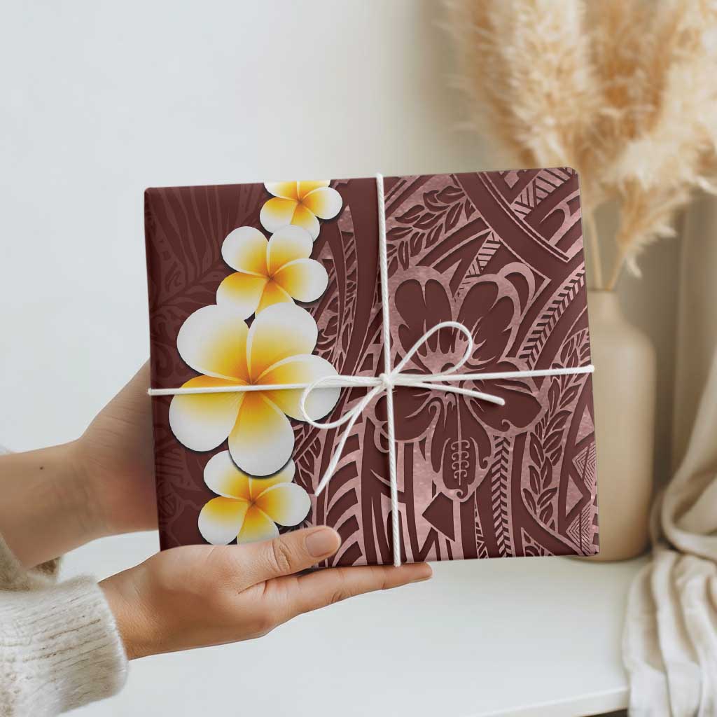 Oxblood Polynesia Wrapping Paper Plumeria Tropical Leaves With Galaxy Polynesian Art LT14 - Polynesian Pride