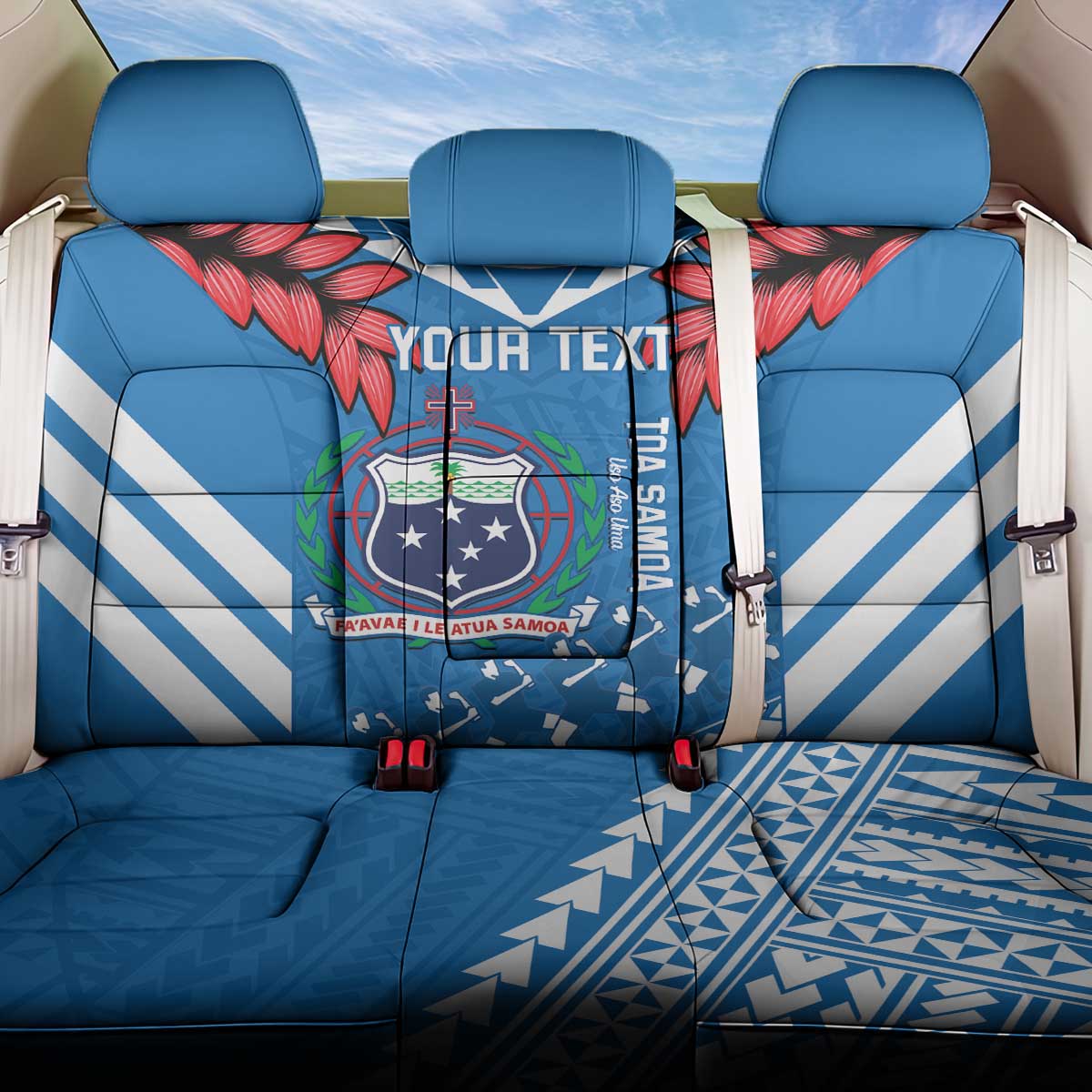 Custom Toa Samoa Rugby Back Car Seat Cover Samoan Siva Tau Uso Aso Uma LT14 One Size Blue - Polynesian Pride