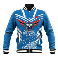 Custom Toa Samoa Rugby Baseball Jacket Samoan Siva Tau Uso Aso Uma LT14 Unisex Blue - Polynesian Pride