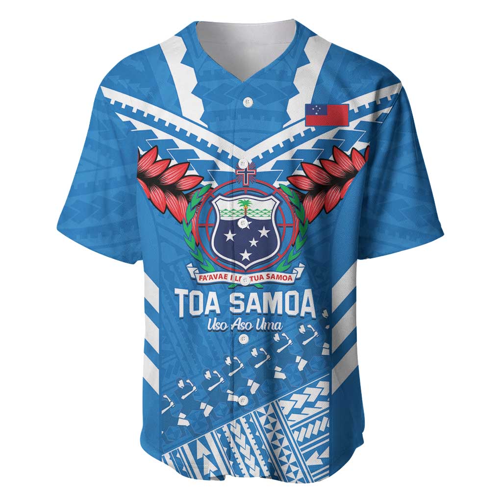 Custom Toa Samoa Rugby Baseball Jersey Samoan Siva Tau Uso Aso Uma LT14 Blue - Polynesian Pride