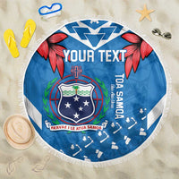 Custom Toa Samoa Rugby Beach Blanket Samoan Siva Tau Uso Aso Uma LT14 One Size 150cm Blue - Polynesian Pride