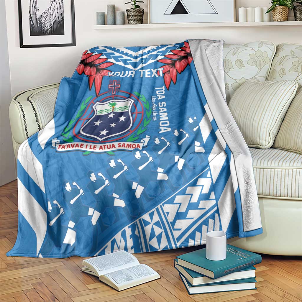 Custom Toa Samoa Rugby Blanket Samoan Siva Tau Uso Aso Uma LT14 Blue - Polynesian Pride
