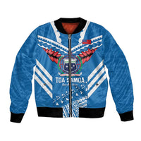 Custom Toa Samoa Rugby Bomber Jacket Samoan Siva Tau Uso Aso Uma LT14 Unisex Blue - Polynesian Pride