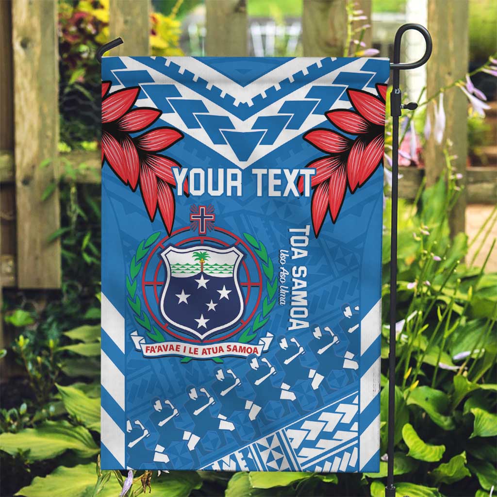 Custom Toa Samoa Rugby Garden Flag Samoan Siva Tau Uso Aso Uma LT14 Garden Flag Blue - Polynesian Pride