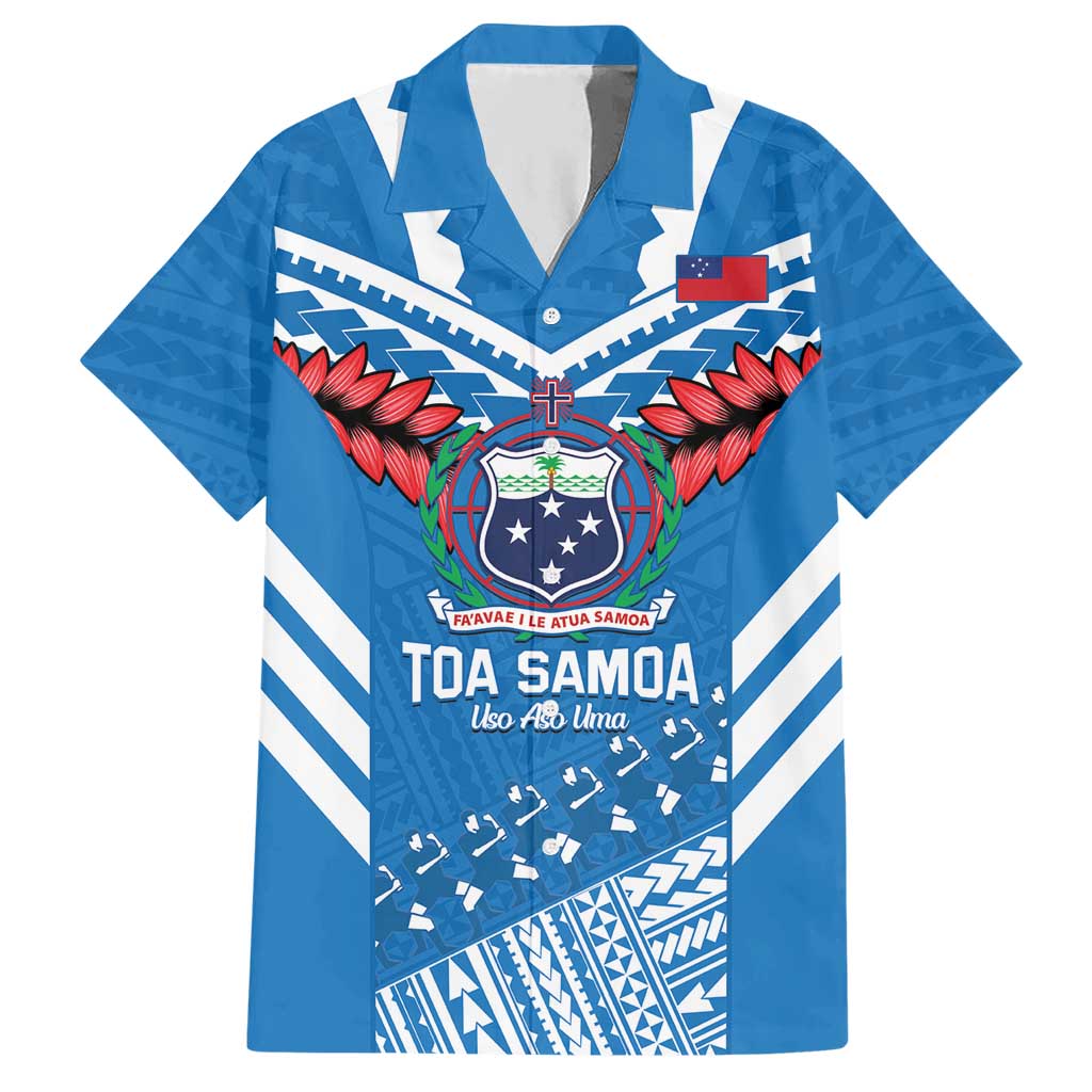 Custom Toa Samoa Rugby Hawaiian Shirt Samoan Siva Tau Uso Aso Uma LT14 Blue - Polynesian Pride