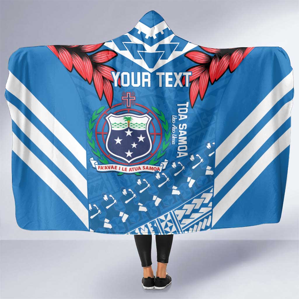 Custom Toa Samoa Rugby Hooded Blanket Samoan Siva Tau Uso Aso Uma LT14 One Size Blue - Polynesian Pride