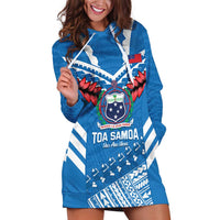 Custom Toa Samoa Rugby Hoodie Dress Samoan Siva Tau Uso Aso Uma LT14 Blue - Polynesian Pride