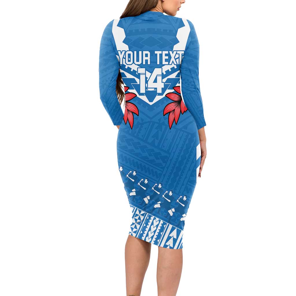Custom Toa Samoa Rugby Long Sleeve Bodycon Dress Samoan Siva Tau Uso Aso Uma LT14 - Polynesian Pride
