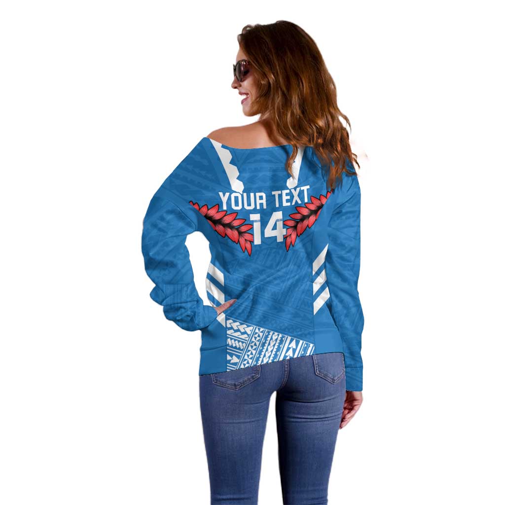 Custom Toa Samoa Rugby Off Shoulder Sweater Samoan Siva Tau Uso Aso Uma LT14 - Polynesian Pride