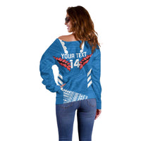 Custom Toa Samoa Rugby Off Shoulder Sweater Samoan Siva Tau Uso Aso Uma LT14 - Polynesian Pride