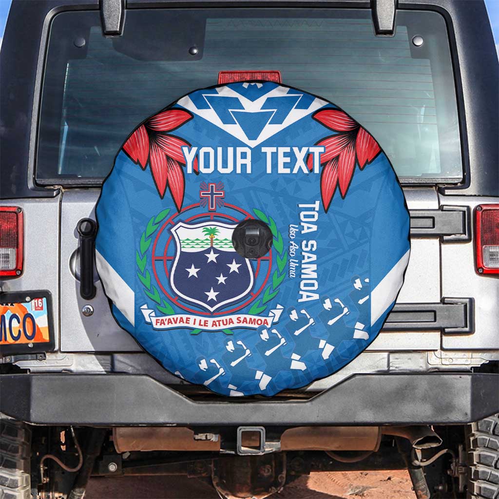 Custom Toa Samoa Rugby Spare Tire Cover Samoan Siva Tau Uso Aso Uma LT14 Blue - Polynesian Pride