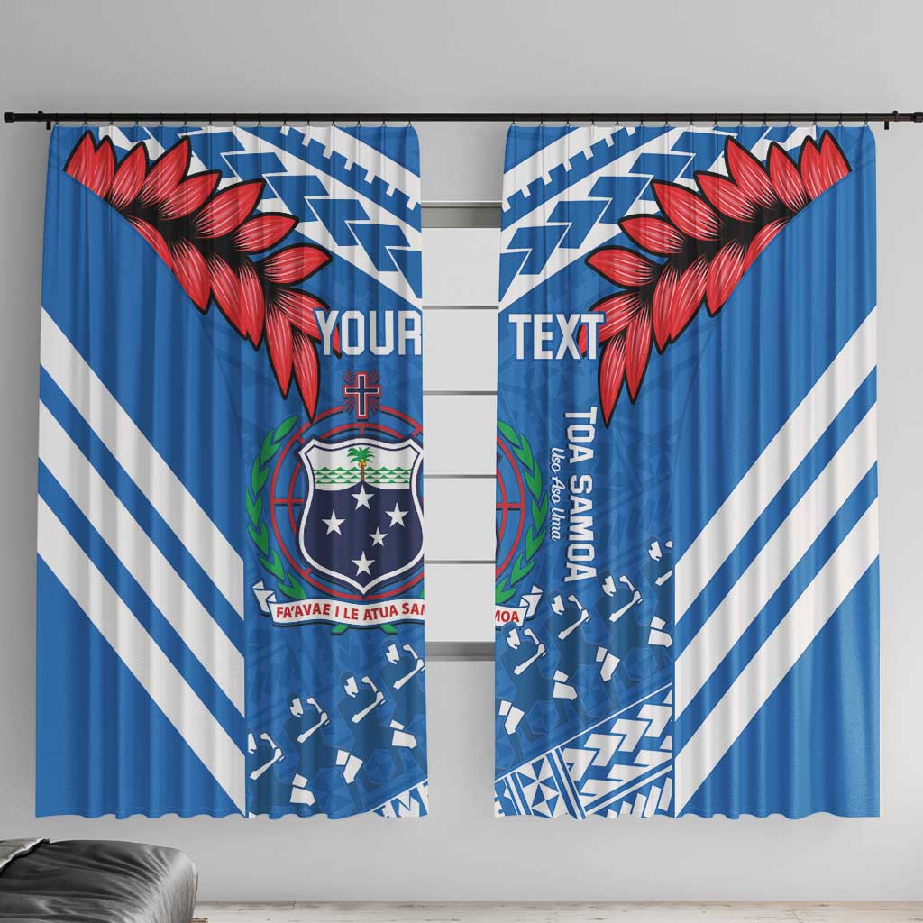 Custom Toa Samoa Rugby Window Curtain Samoan Siva Tau Uso Aso Uma LT14 With Hooks Blue - Polynesian Pride