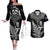 Personalised New Zealand Silver Fern Rugby Couples Matching Off The Shoulder Long Sleeve Dress and Hawaiian Shirt Go All Black 2023 World Cup LT14 Black - Polynesian Pride