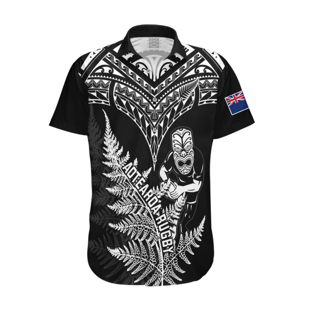 Personalised New Zealand Silver Fern Rugby Hawaiian Shirt Go All Black 2023 World Cup LT14 Black - Polynesian Pride