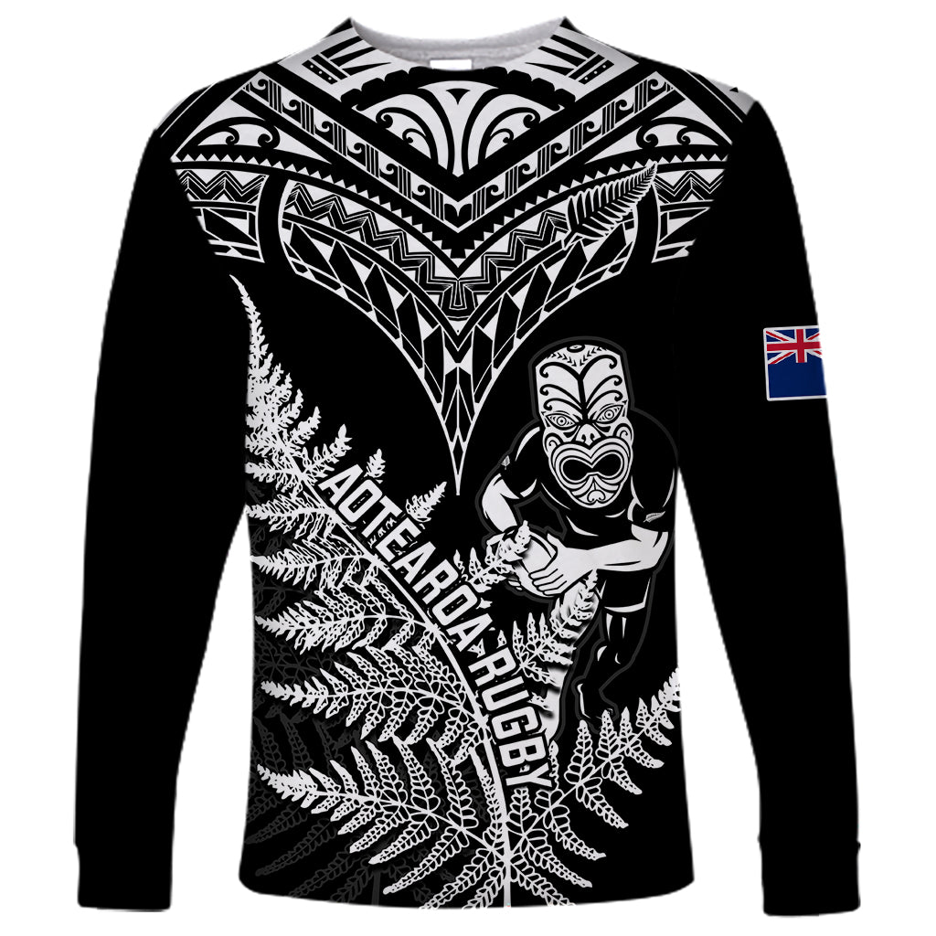 Personalised New Zealand Silver Fern Rugby Long Sleeve Shirt Go All Black 2023 World Cup LT14 Unisex Black - Polynesian Pride