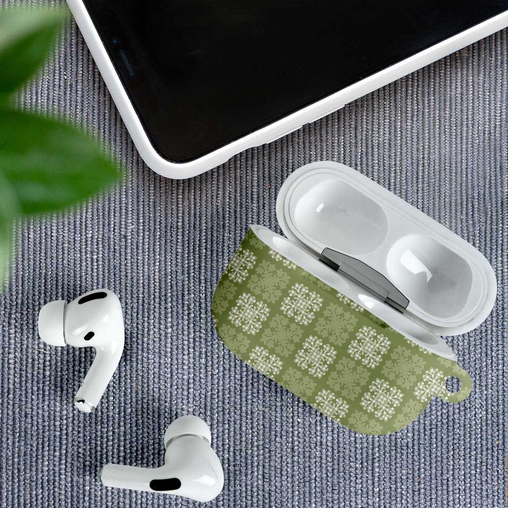 Vesuvian Green Palaka Quilt Hawaii AirPods Case Traditional Hawaii-plaid Pattern LT14 - Polynesian Pride