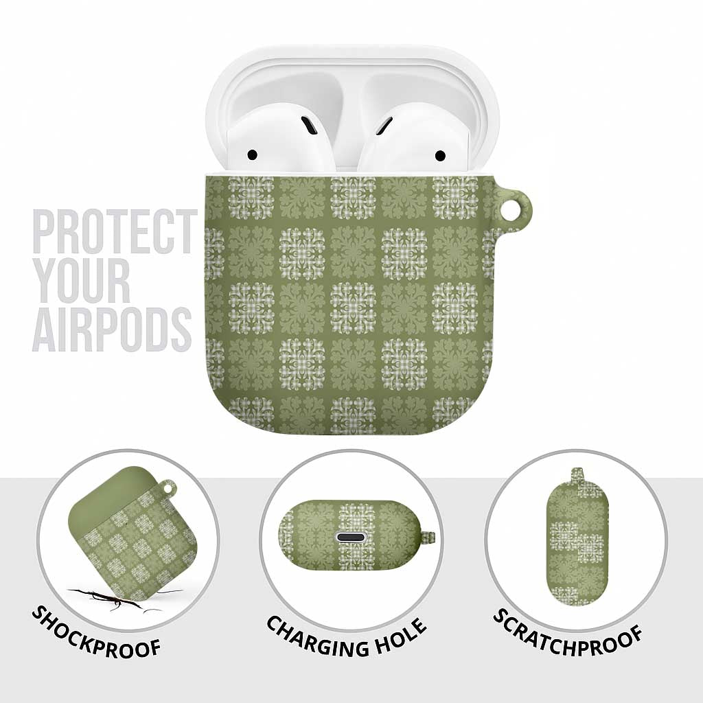 Vesuvian Green Palaka Quilt Hawaii AirPods Case Traditional Hawaii-plaid Pattern LT14 - Polynesian Pride