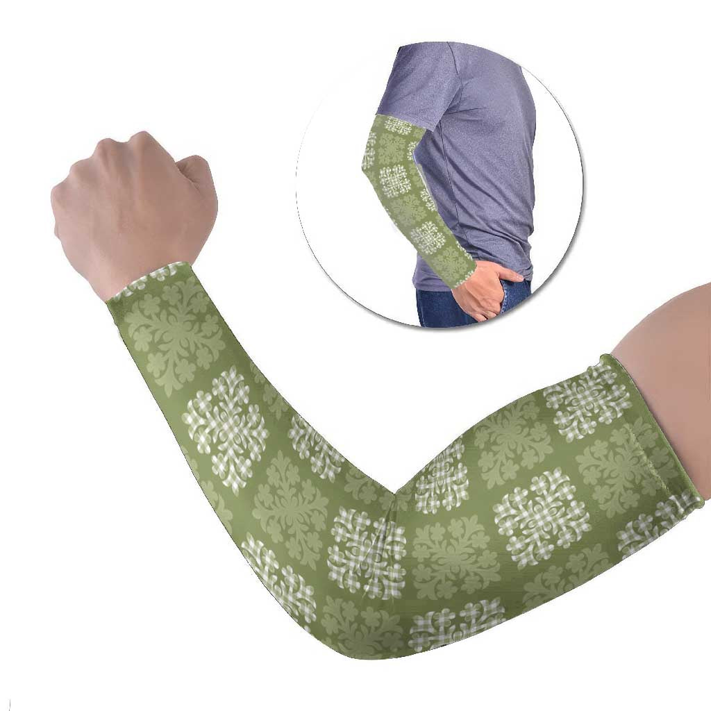 Vesuvian Green Palaka Quilt Hawaii Arm Sleeves Traditional Hawaii-plaid Pattern LT14 Set of 2 Vesuvian Green - Polynesian Pride