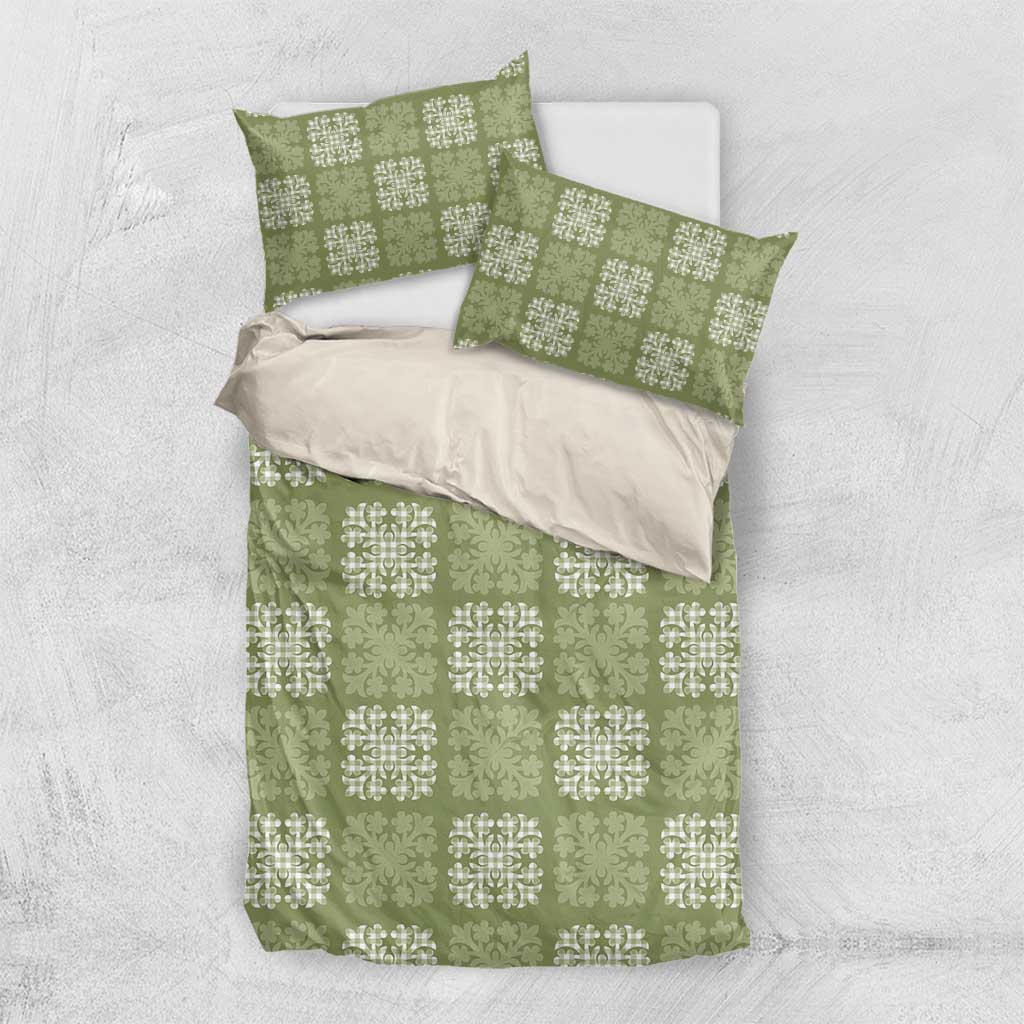 Vesuvian Green Palaka Quilt Hawaii Bedding Set Traditional Hawaii-plaid Pattern LT14 US Twin 172cm x 218cm Vesuvian Green - Polynesian Pride