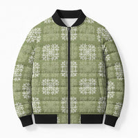 Vesuvian Green Palaka Quilt Hawaii Bomber Puffer Jacket Traditional Hawaii-plaid Pattern LT14 Unisex Vesuvian Green - Polynesian Pride
