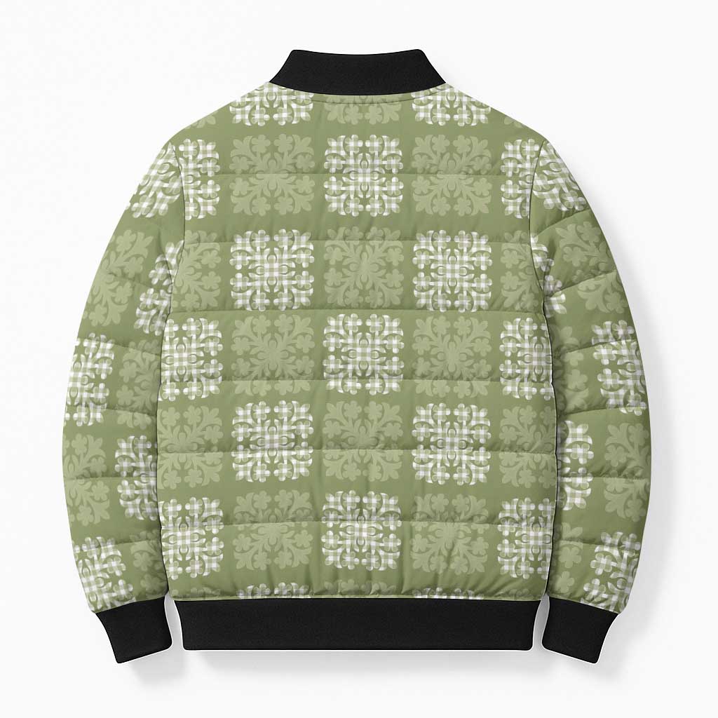 Vesuvian Green Palaka Quilt Hawaii Bomber Puffer Jacket Traditional Hawaii-plaid Pattern LT14 - Polynesian Pride