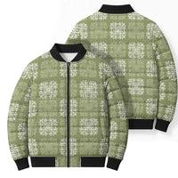 Vesuvian Green Palaka Quilt Hawaii Bomber Puffer Jacket Traditional Hawaii-plaid Pattern LT14 - Polynesian Pride