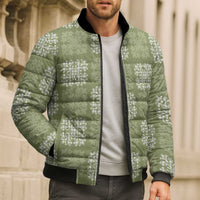 Vesuvian Green Palaka Quilt Hawaii Bomber Puffer Jacket Traditional Hawaii-plaid Pattern LT14 - Polynesian Pride