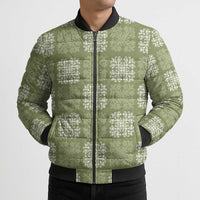 Vesuvian Green Palaka Quilt Hawaii Bomber Puffer Jacket Traditional Hawaii-plaid Pattern LT14 - Polynesian Pride