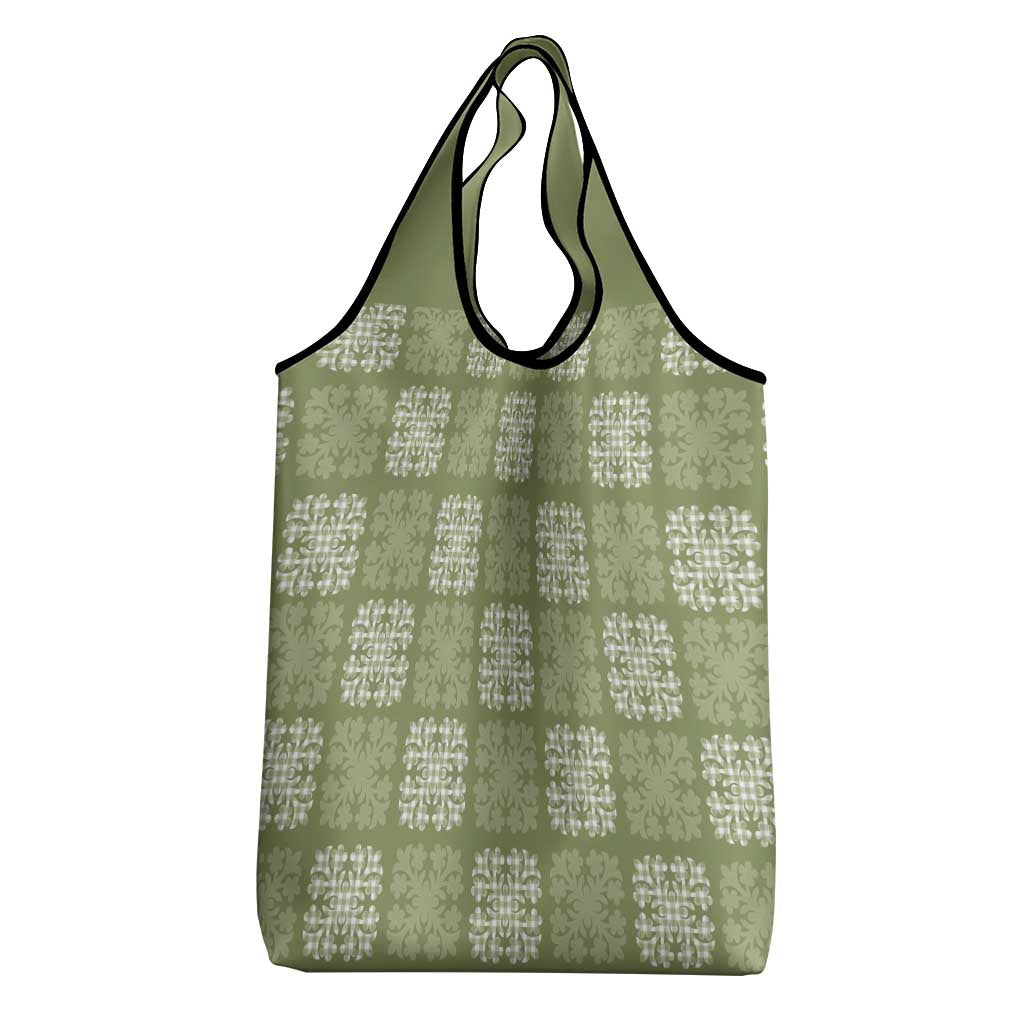 Vesuvian Green Palaka Quilt Hawaii Grocery Bag Traditional Hawaii-plaid Pattern LT14 - Polynesian Pride