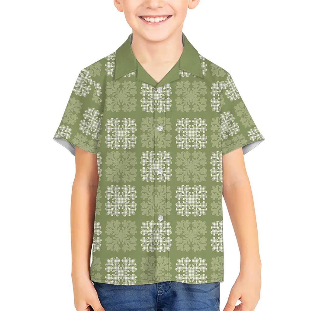 Vesuvian Green Palaka Quilt Hawaii Kid Hawaiian Shirt Traditional Hawaii-plaid Pattern LT14 Kid Vesuvian Green - Polynesian Pride