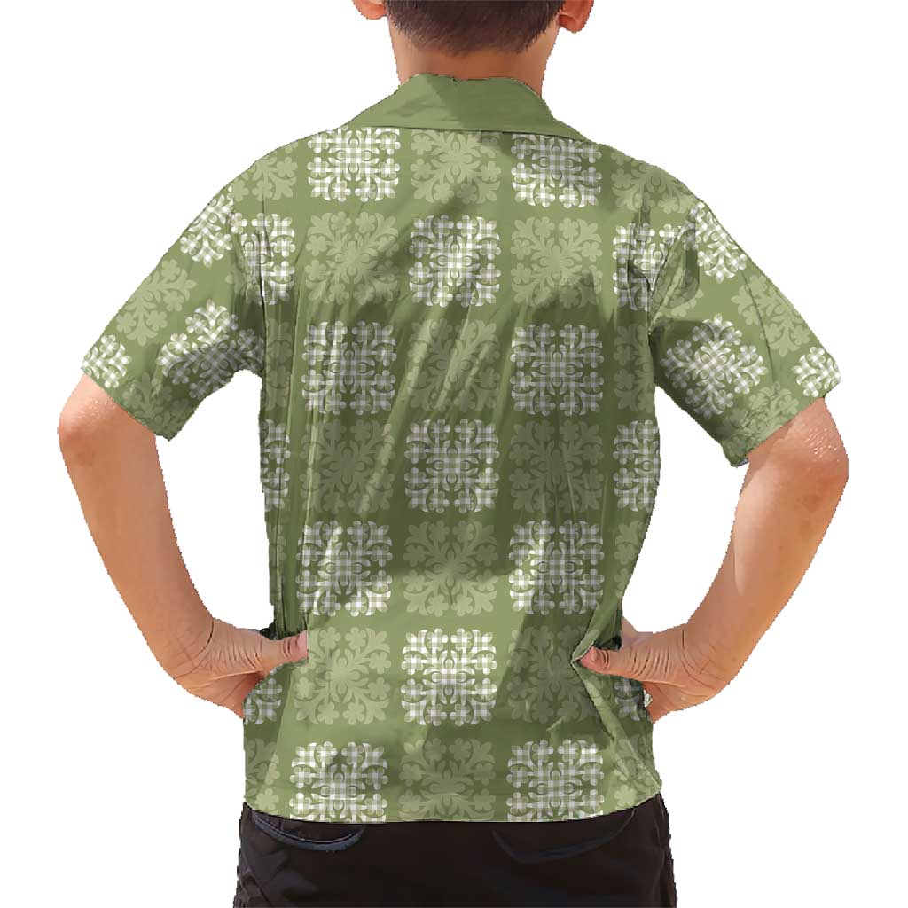 Vesuvian Green Palaka Quilt Hawaii Kid Hawaiian Shirt Traditional Hawaii-plaid Pattern LT14 - Polynesian Pride