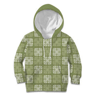 Vesuvian Green Palaka Quilt Hawaii Kid Hoodie Traditional Hawaii-plaid Pattern LT14 Hoodie Vesuvian Green - Polynesian Pride