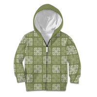 Vesuvian Green Palaka Quilt Hawaii Kid Hoodie Traditional Hawaii-plaid Pattern LT14 Zip Hoodie Vesuvian Green - Polynesian Pride