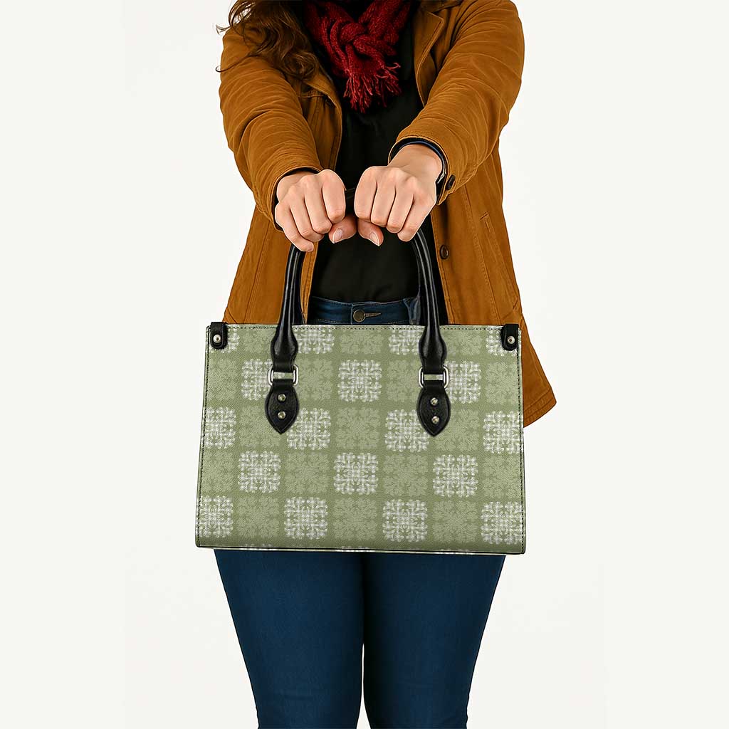 Vesuvian Green Palaka Quilt Hawaii Leather Bag Traditional Hawaii-plaid Pattern LT14 Vesuvian Green - Polynesian Pride