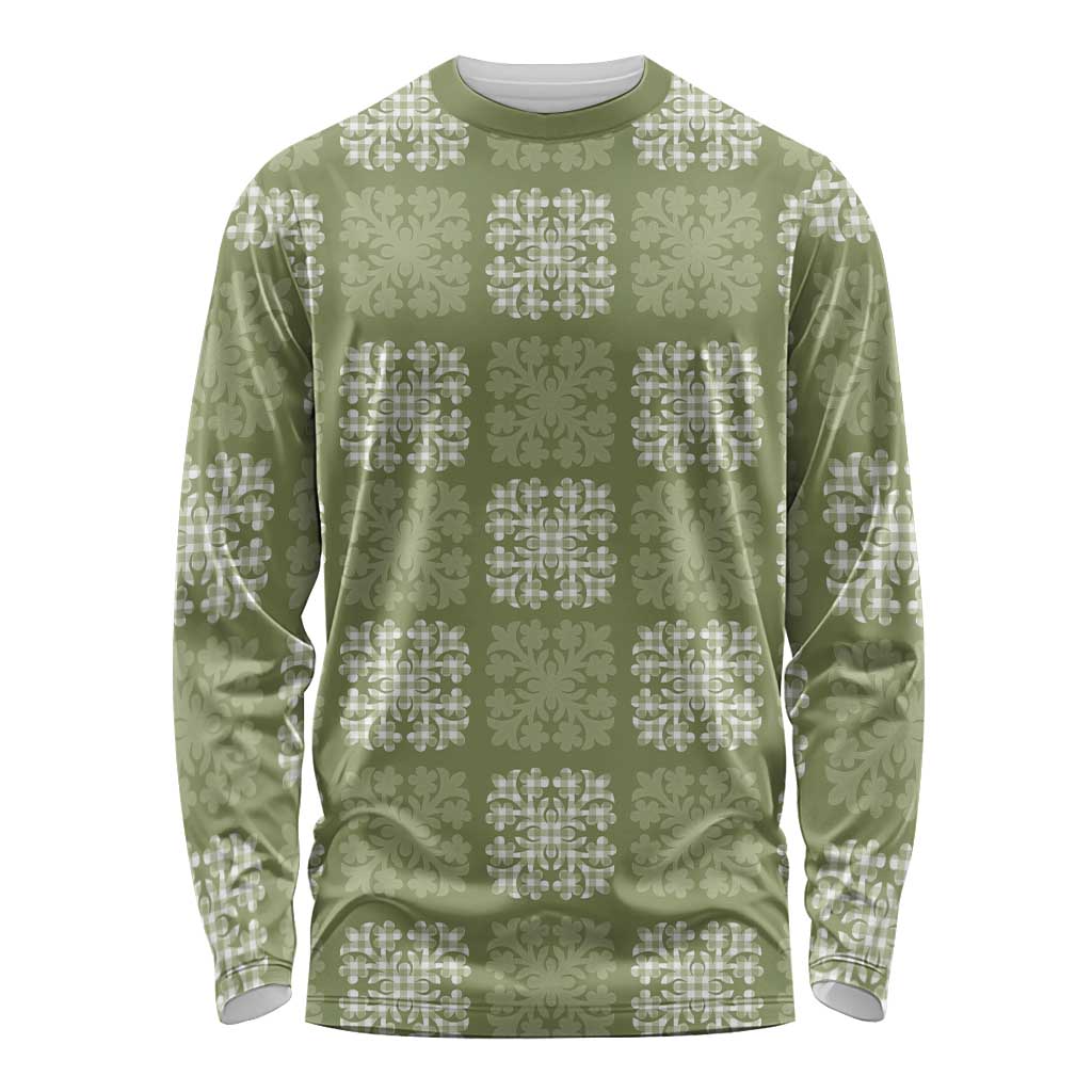 Vesuvian Green Palaka Quilt Hawaii Long Sleeve Shirt Traditional Hawaii-plaid Pattern LT14 Unisex Vesuvian Green - Polynesian Pride