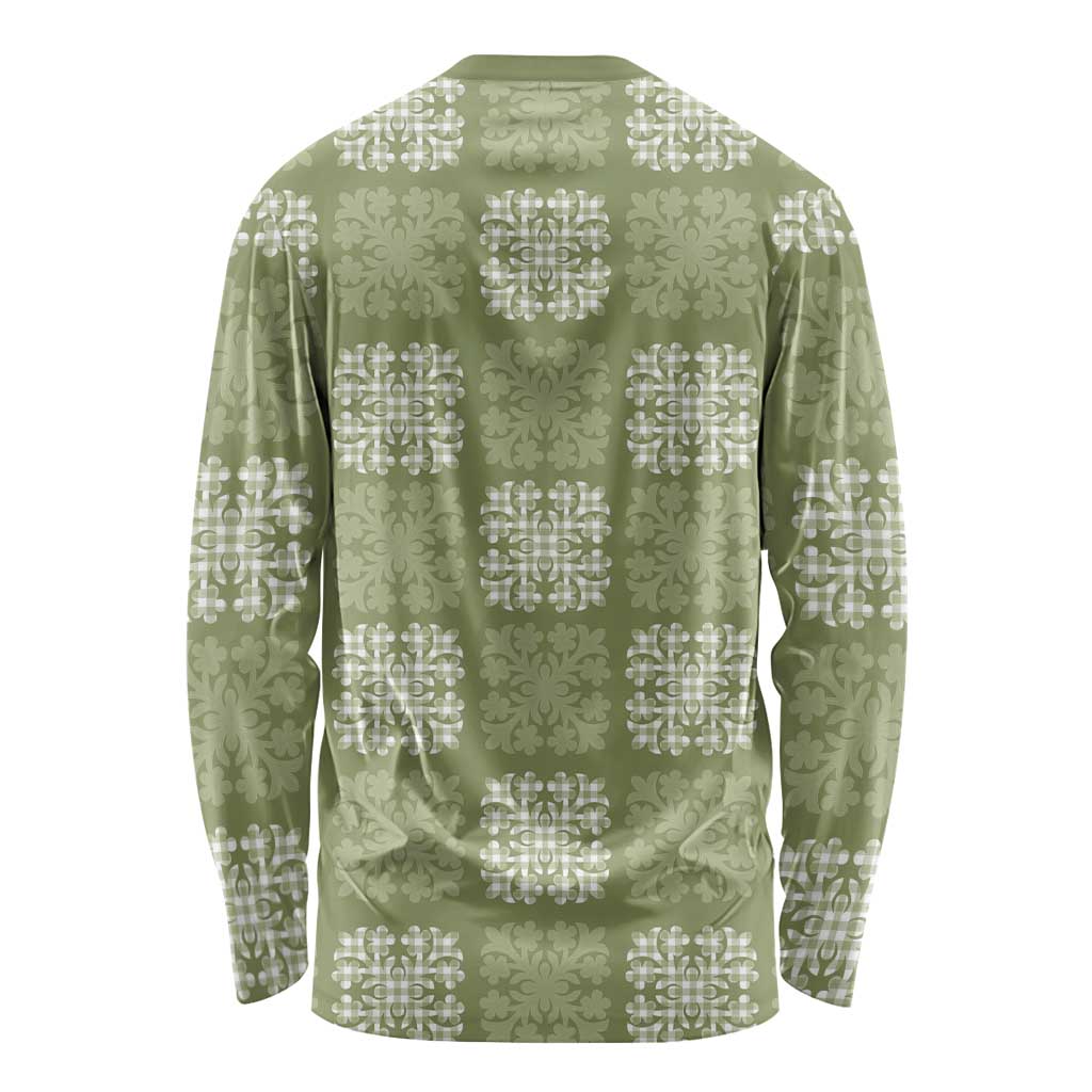 Vesuvian Green Palaka Quilt Hawaii Long Sleeve Shirt Traditional Hawaii-plaid Pattern LT14 - Polynesian Pride
