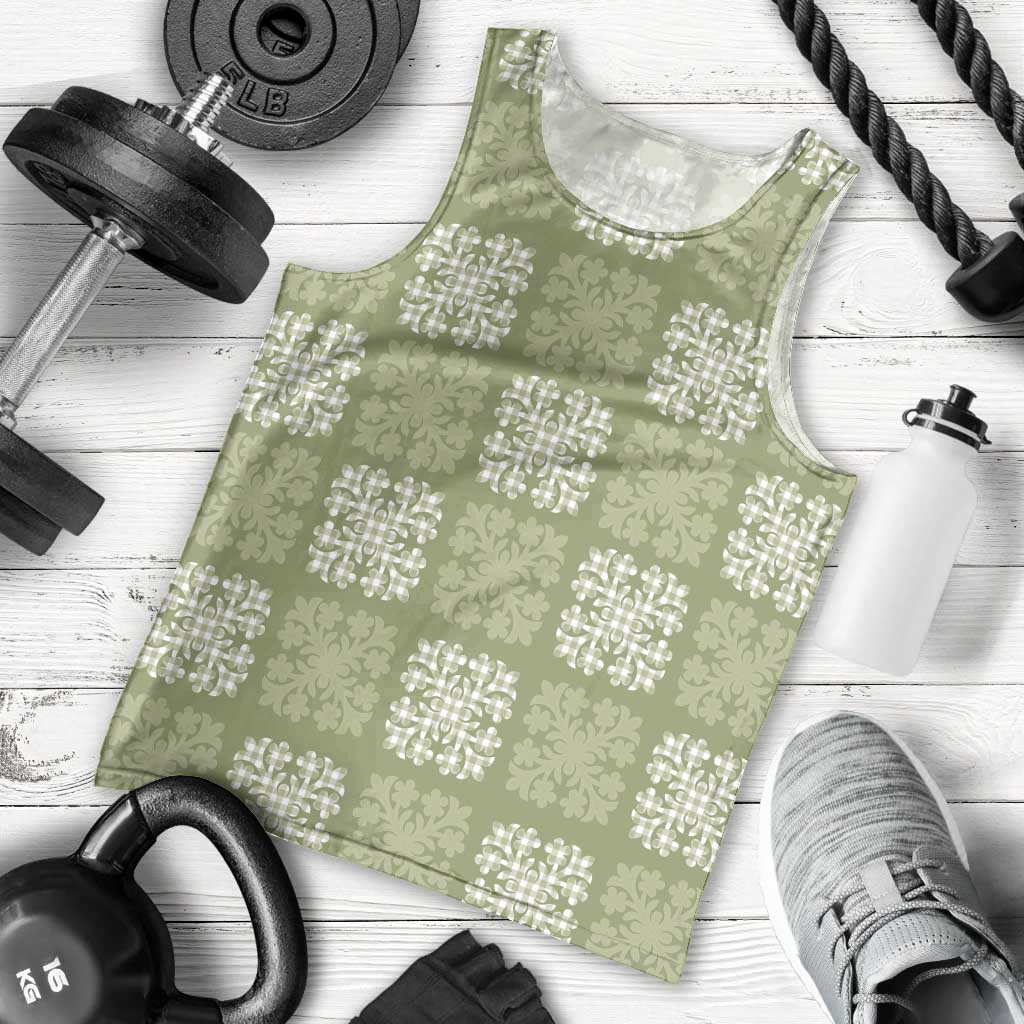 Vesuvian Green Palaka Quilt Hawaii Men Tank Top Traditional Hawaii-plaid Pattern LT14 - Polynesian Pride