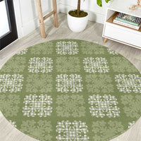 Vesuvian Green Palaka Quilt Hawaii Round Carpet Traditional Hawaii-plaid Pattern LT14 Vesuvian Green - Polynesian Pride