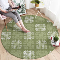 Vesuvian Green Palaka Quilt Hawaii Round Carpet Traditional Hawaii-plaid Pattern LT14 - Polynesian Pride