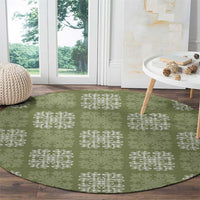 Vesuvian Green Palaka Quilt Hawaii Round Carpet Traditional Hawaii-plaid Pattern LT14 - Polynesian Pride