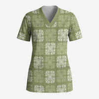 Vesuvian Green Palaka Quilt Hawaii Scrub Top Traditional Hawaii-plaid Pattern LT14 Adult Vesuvian Green - Polynesian Pride