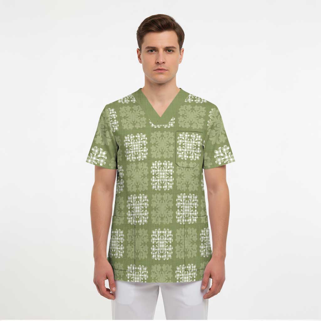 Vesuvian Green Palaka Quilt Hawaii Scrub Top Traditional Hawaii-plaid Pattern LT14 - Polynesian Pride