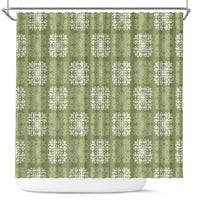 Vesuvian Green Palaka Quilt Hawaii Shower Curtain Traditional Hawaii-plaid Pattern LT14 Vesuvian Green - Polynesian Pride