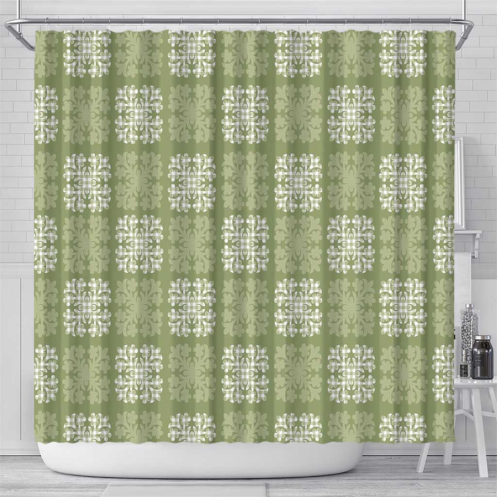 Vesuvian Green Palaka Quilt Hawaii Shower Curtain Traditional Hawaii-plaid Pattern LT14 - Polynesian Pride