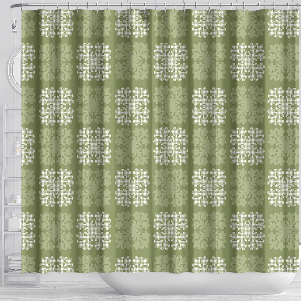 Vesuvian Green Palaka Quilt Hawaii Shower Curtain Traditional Hawaii-plaid Pattern LT14 - Polynesian Pride