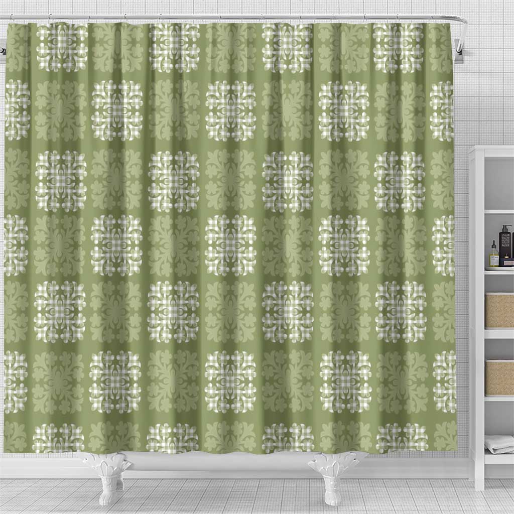 Vesuvian Green Palaka Quilt Hawaii Shower Curtain Traditional Hawaii-plaid Pattern LT14 - Polynesian Pride