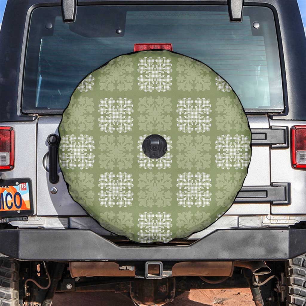 Vesuvian Green Palaka Quilt Hawaii Spare Tire Cover Traditional Hawaii-plaid Pattern LT14 Vesuvian Green - Polynesian Pride