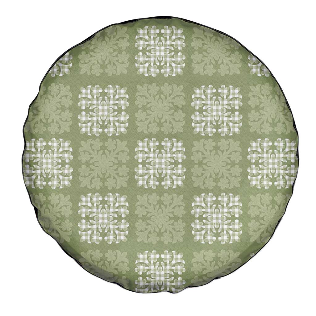 Vesuvian Green Palaka Quilt Hawaii Spare Tire Cover Traditional Hawaii-plaid Pattern LT14 - Polynesian Pride