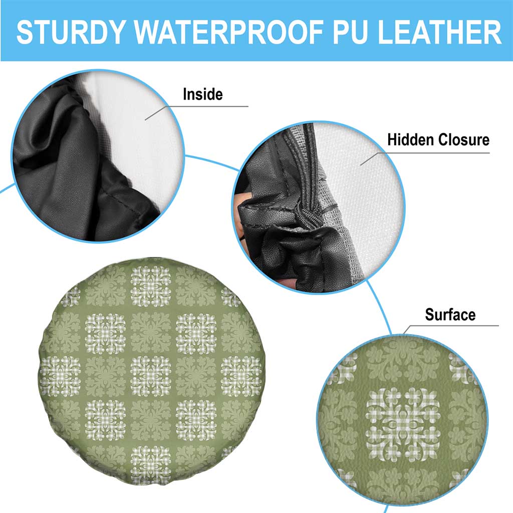 Vesuvian Green Palaka Quilt Hawaii Spare Tire Cover Traditional Hawaii-plaid Pattern LT14 - Polynesian Pride